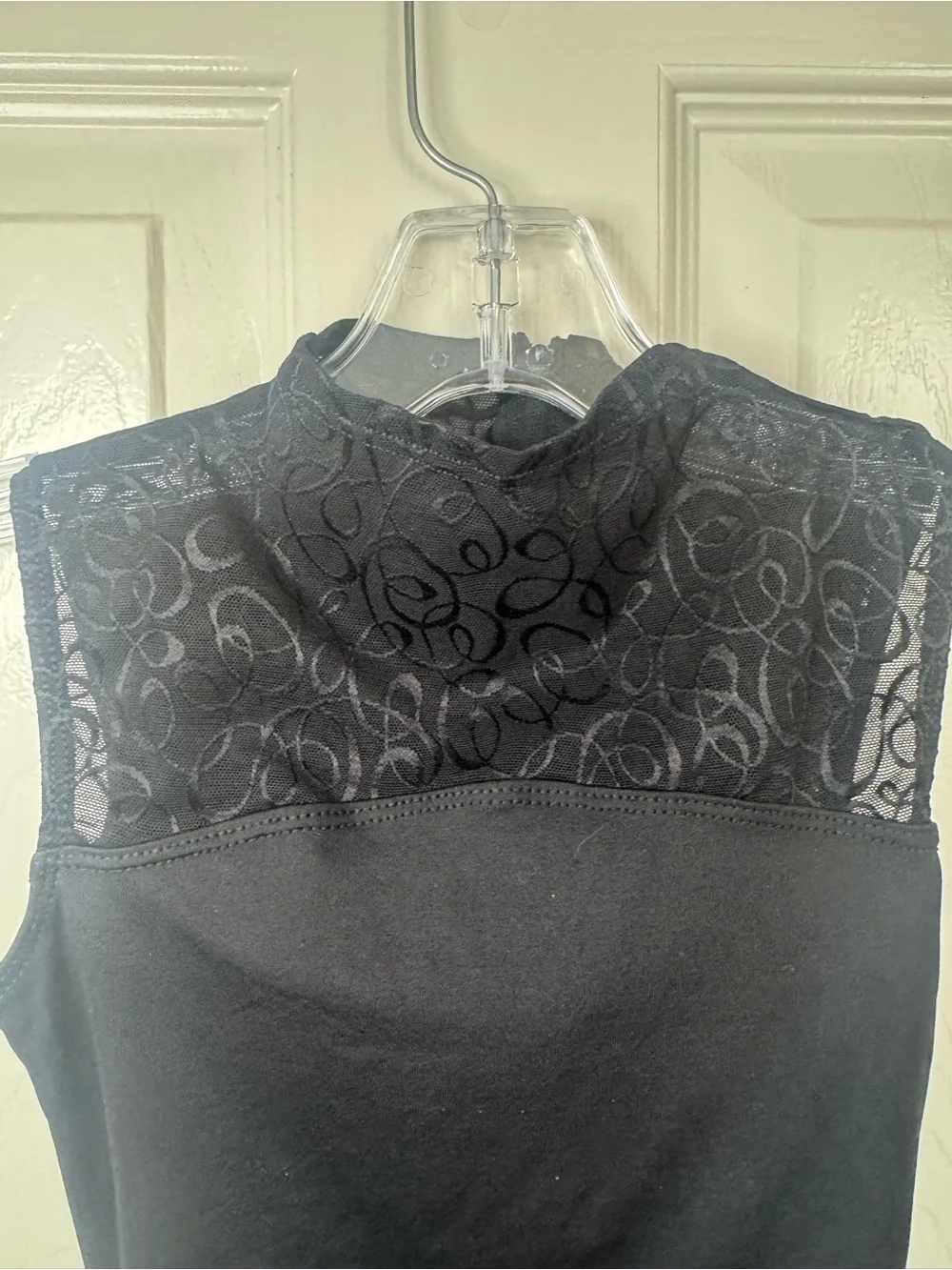 Motionwear Black Lace-Accent Sleeveless Leotard